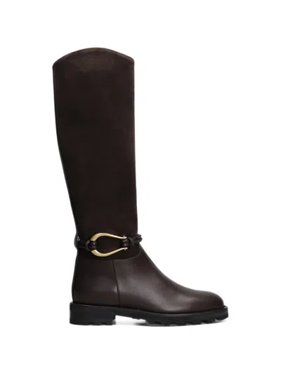 Roberto Festa Morgan Braided-strap Knee-high Boots In Brown
