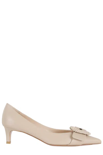 Roberto Festa Natural Sirio Leather Pumps In Neutral