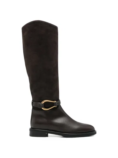 Roberto Festa Nia Suede-panelled Buckle-strap Boots In Animal Print