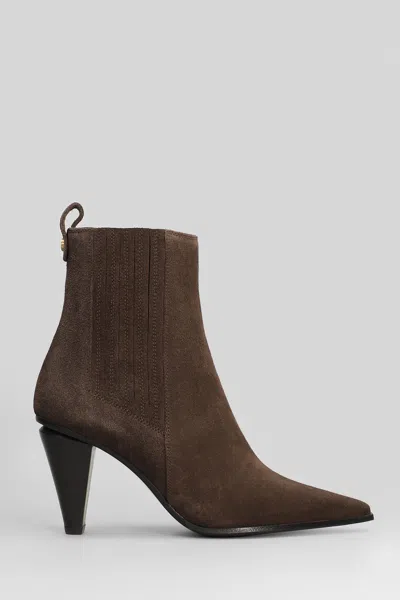 Roberto Festa Nova High Heels Ankle Boots In Dark Brown Suede