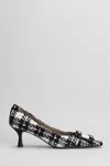 Roberto Festa Pointed-toe Pumps With Rhinestone Detailing In Tweed In Black