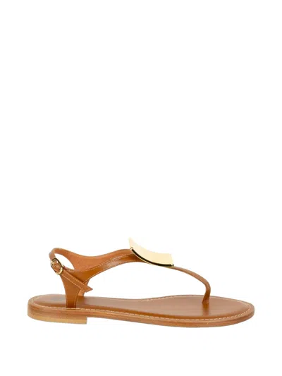 Roberto Festa Plaque-detail Flat Sandals In Brown