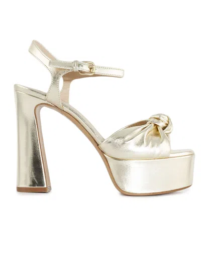 Roberto Festa Platform Woman Platinum Leather Sandal In Grey
