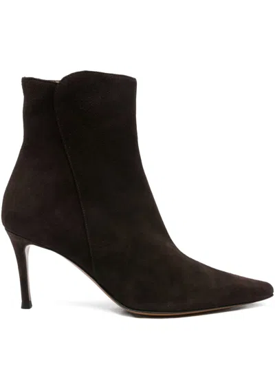 Roberto Festa Pointed Toe Ankle Boots With Mid-height Stiletto Heel In Brown