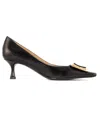 Roberto Festa Pointed-toe Black Leather Pumps In Black