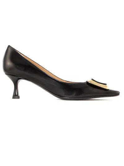 ROBERTO FESTA POINTED-TOE BLACK LEATHER PUMPS