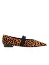 Roberto Festa Pointed Toe Leopard Print Flats With Frayed Black Strap In Animal Print