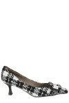 Roberto Festa Pointed-toe Pumps With Rhinestone Detailing In Tweed In Grey