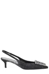 Roberto Festa Pointed Toe Slingback Shoes With Rhinestone Embellishment