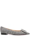 Roberto Festa Pointed-toe Woven Ballerina Shoes In Black