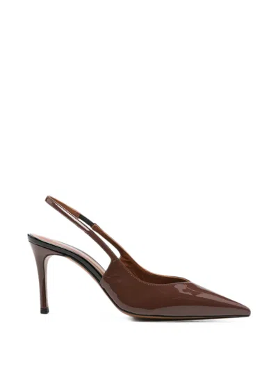 Roberto Festa Pointed-toe Slingback Leather Heeled Pumps In Brown