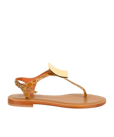 Roberto Festa Procida Embossed Sandals In Brown