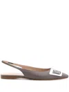 Roberto Festa Crystal-embellished Slingback Pumps In Grey