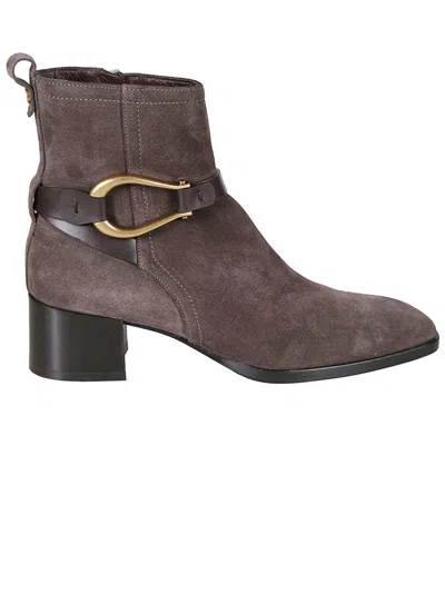 Roberto Festa Rich Brown Leather Boots With Classic Silhouette In Gray