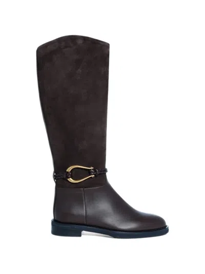 Roberto Festa Riding Buckle-detail Knee-high Boots In Brown