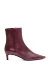 Roberto Festa Burgundy Leather Ankle Boot In Purple