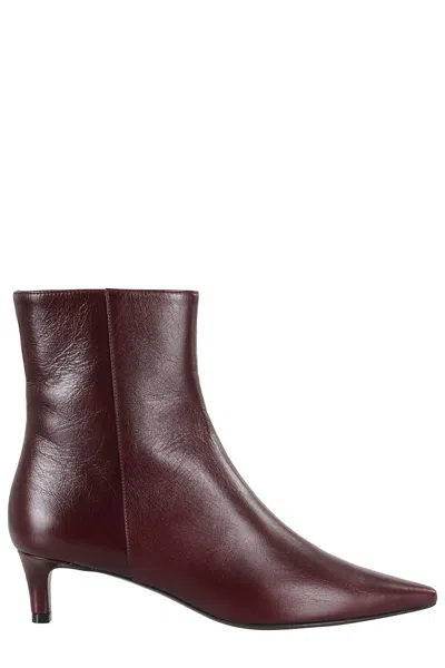 Roberto Festa Burgundy Leather Ankle Boot In Red