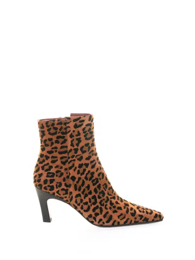 Roberto Festa Leopard Suede Ankle Boot With Heel In Animal Print