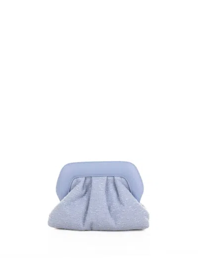 Roberto Festa Light Blue Leather Clutch In White
