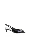 Roberto Festa Pointed Slingback Pump In Brushed Stone In Black