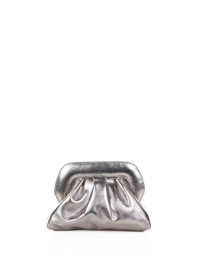 Roberto Festa Silver Clutch In Laminated Leather