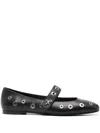 Roberto Festa Rock Ballet Flats In Black Leather In Black