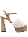 Roberto Festa 120mm Leather Sandals In Bison Sand