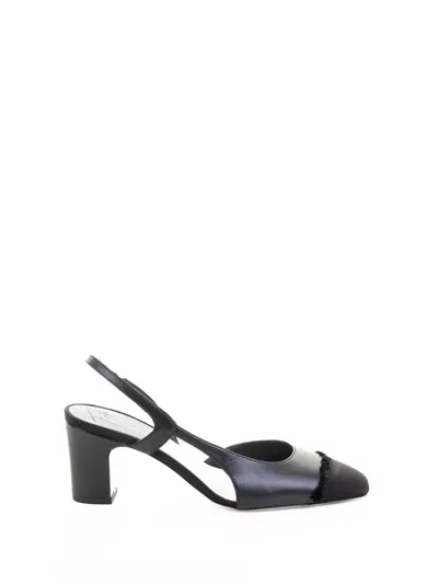 Roberto Festa Lurex Fabric Slingback Pumps