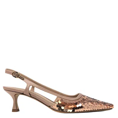 Roberto Festa Sequin-embellished Slingback Pumps In Gold