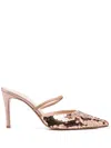 Roberto Festa Sequin Pointed 90mm Mules In Neutrals