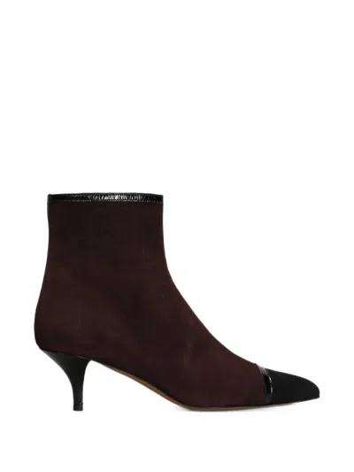Roberto Festa Serelit Patent-trim Suede Ankle Boots In 퍼플