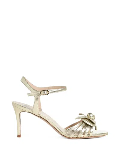 Roberto Festa Sincler Floral-appliqué Heeled Sandals In Gold