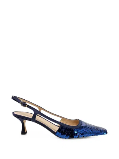 Roberto Festa Siviglia Sequin-embellished Snip-toe Slingback Pumps In Blue