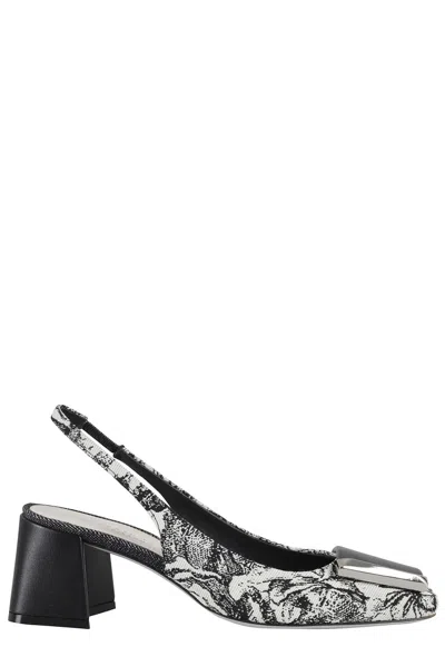 Roberto Festa Slingback Juin With Sculptural Heel And Jacquard Detailing In Black