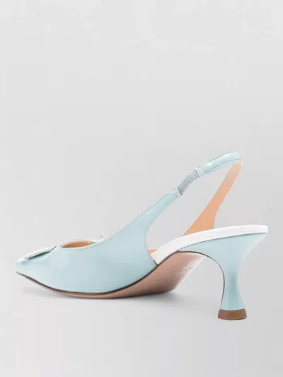 Roberto Festa Slingback Pumps Kitten Heel Decorative Embellishment Square Toe In Blue