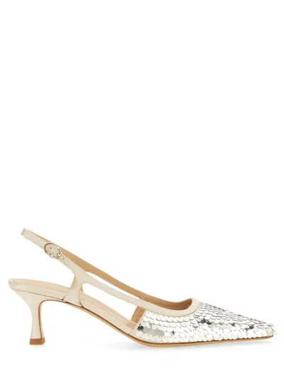 Roberto Festa Sequence Snip Toe Slingback Heel In Silver