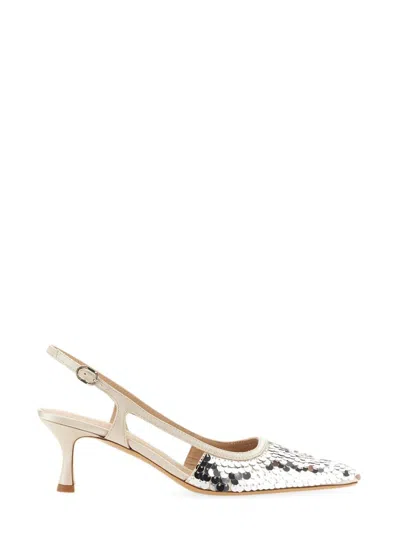 Roberto Festa Sequence Snip Toe Slingback Heel In Silver