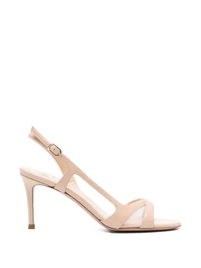 Roberto Festa Open-toe Slingback Sandals With Crossover Detailing In Neutral