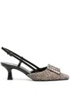 Roberto Festa Stefi 60mm Crystal-embellished Slingback Pumps In Grau