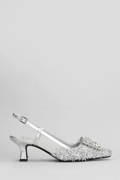Roberto Festa Stefi Pumps In Silver Leather And Fabric
