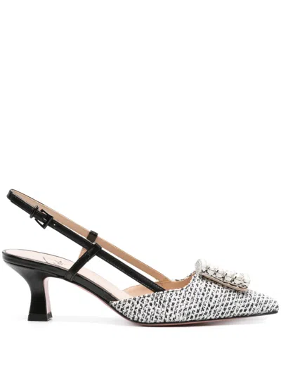 Roberto Festa Stefy 50mm Tweed Pumps In Black