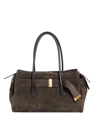 Roberto Festa Suede-leather Belt-detail Tote Bag In Brown