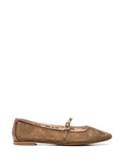 Roberto Festa Tideo Floral-embroidered Ballet Flats In Animal Print