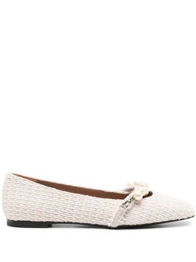 Roberto Festa Round-toe Leather Ballerina Shoes In Neutrals
