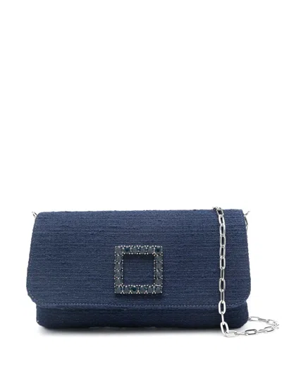 Roberto Festa Tweed Clutch Bag In Blue