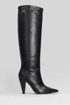 Roberto Festa Uriel High Heels Boots In Black Leather In Black