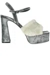Roberto Festa Velvet Sandals With Eco-fur Inserts In Gray