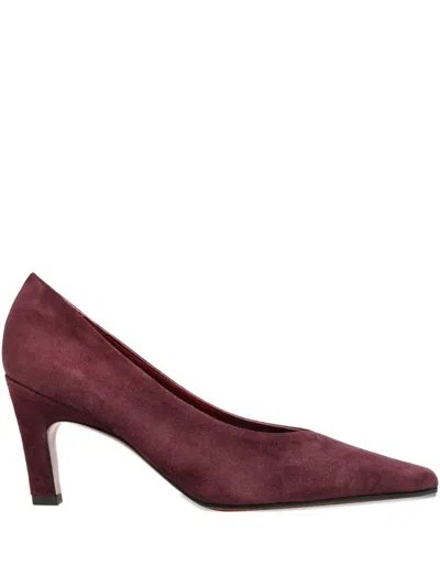 Roberto Festa Wara Squared Suede Pumps In Burgundy
