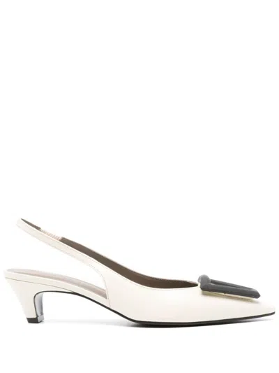 Roberto Festa Dorien Bone White Leather Slingback In Beige