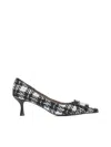 Roberto Festa Pointed-toe Pumps With Rhinestone Detailing In Tweed In Black
